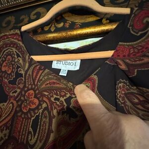 Studio I Red and Brown Paisley Dress